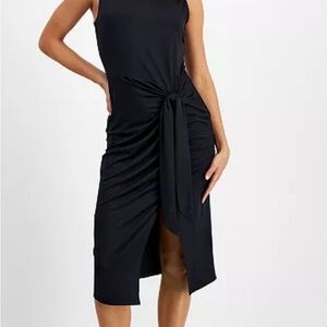 NWT Bar III 
Petite Tie-Front Asymmetrical-Hem Midi Dress